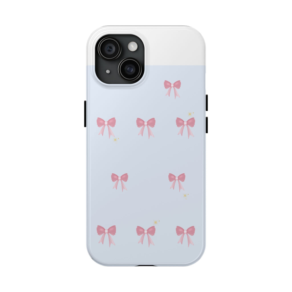 Pink Bow Blue Aesthetic Phone Case – Cute Minimal Pattern