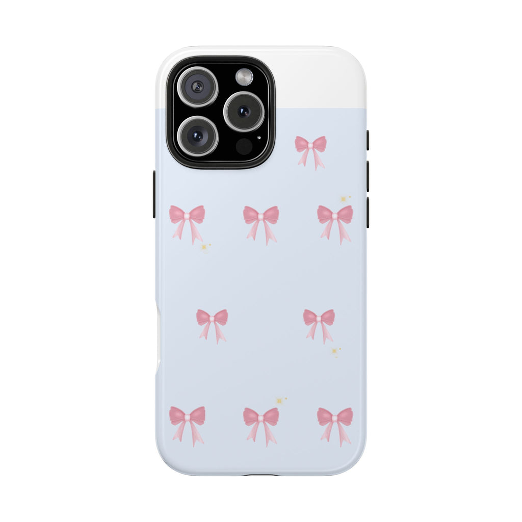Pink Bow Blue Aesthetic Phone Case – Cute Minimal Pattern