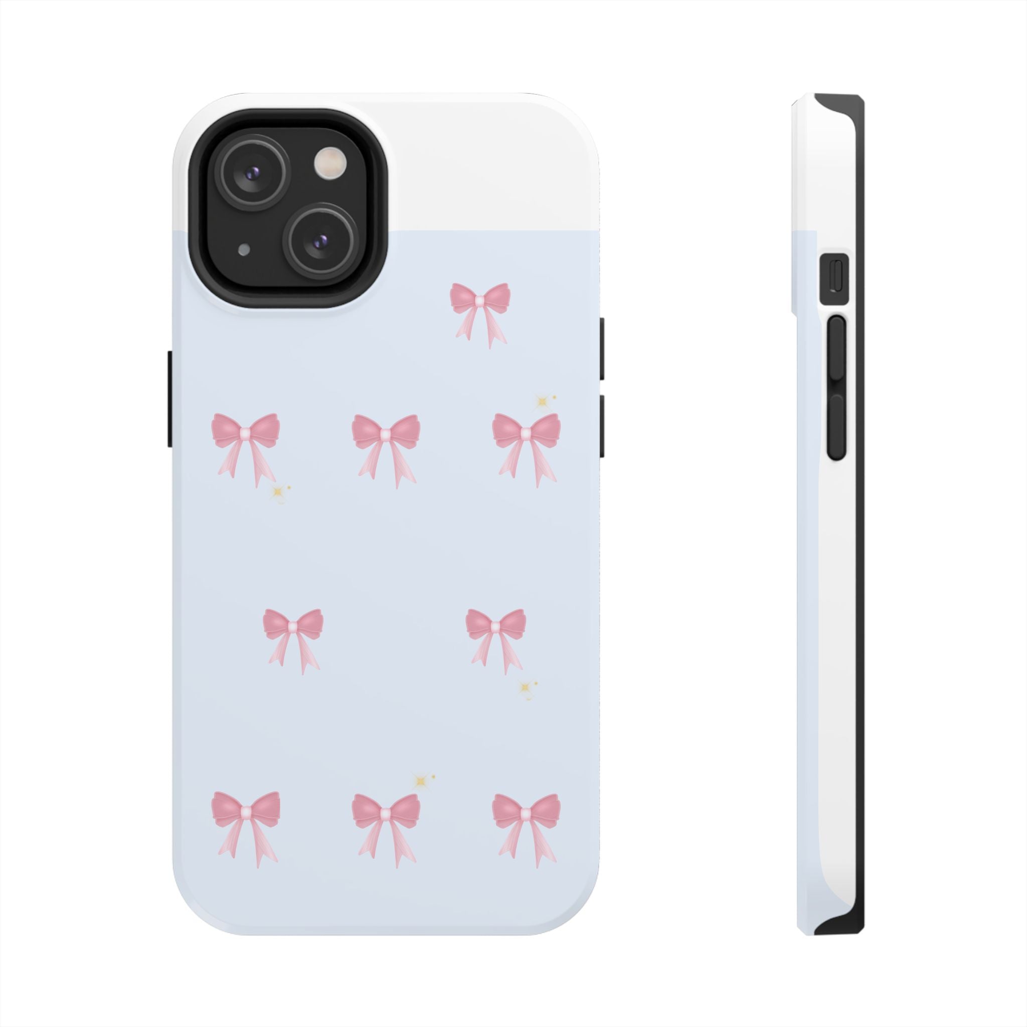 Pink Bow Blue Aesthetic Phone Case – Cute Minimal Pattern